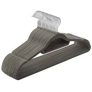 Umerașe gri de catifea, set de 20, umerașe antiderapante pentru haine - Design interior