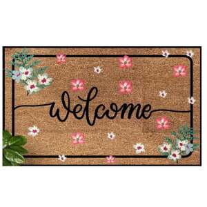 Welcome doormat with floral design, 45 x 70 cm - Doormat
