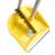Yellow plastic dustpan with broom and handle