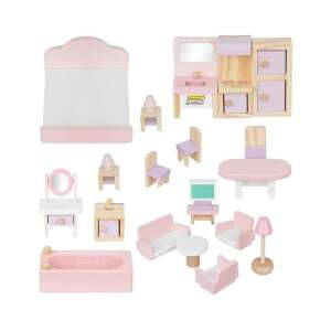 Fa Babaház Bútor Szett - 22 Darabos - Rózsaszín