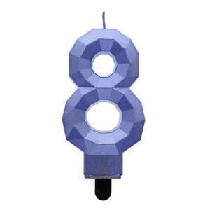 Blue diamond number 8 birthday candle - Birthday Candle & Cake Topper