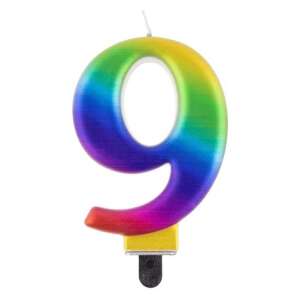 Rainbow number 9 birthday candle - Godan