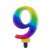 Rainbow number 9 birthday candle