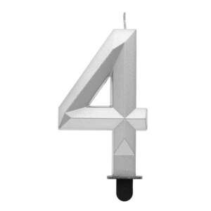 Lumânare de ziua de naștere numărul 4 argintie - Decoratiuni pentru tort