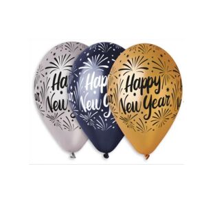Baloni Happy New Year - 10 komada, 33 cm, svečani ukrasi za zabavu - Potrepština za party