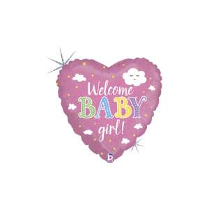 Witamy Baby Girl różowy balon foliowy w kształcie serca - Bułka w powietrzu