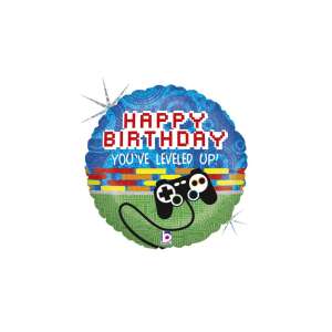 Hologramos Szülinapi Lufi - Videójáték - 45cm