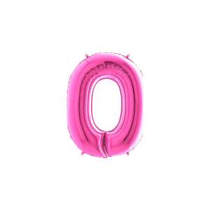 Rózsaszín 0-ás szám fólia lufi, 100 cm, MegaShape - Party kellék