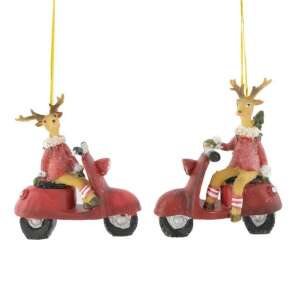 2 db piros rénszarvas motoron karácsonyfadísz - Nonbrand Karácsonyfadísz