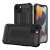 Black Armor Case for iPhone 14 Plus, shockproof, protective phone case, showing the back and front of the case