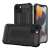 Black Armor Case for iPhone 14 Plus, shockproof, protective phone case, showing the back and front of the case