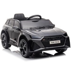 Fekete Audi RS6 GT elektromos kisautó gyerekeknek, elülső, szögletes nézet - Jamara
