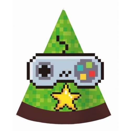 Game On party kalap pixel játékvezérlő mintával