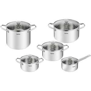Tefal Cook Eat 10 piece cookware set, stainless steel pots and pans with glass lids - Tefal