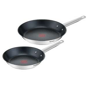 Tefal Cook Eat 2-teiliges Bratpfannen-Set, 24 cm und 28 cm, Edelstahl, Antihaft, Induktion geeignet - Tefal Pfannen