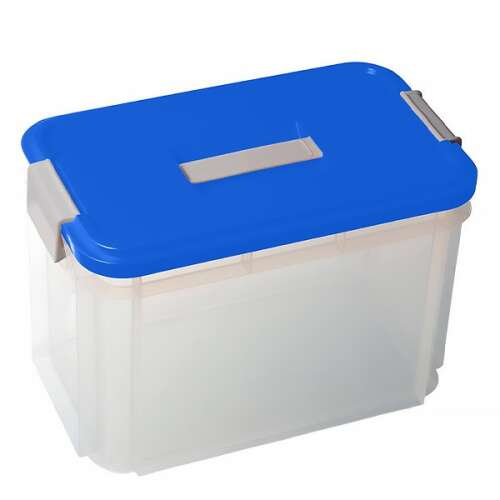 Tároló doboz CURVER műanyag fedővel 14L kék-alumínium ezüst 47697164