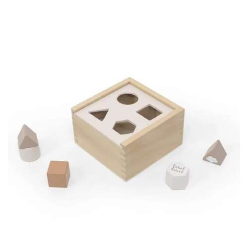 Label-Label formabedobó doboz fa formákkal, bézs színben