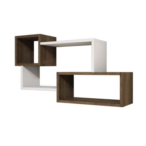 White and brown wall shelf with 3 shelves