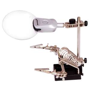 Levenhuk Zeno Refit ZF19 nagyító csipeszekkel, 90 mm-es lencsével, 2x és 6x nagyítással, LED-lámpával, forrasztáshoz, órajavításhoz és egyéb precíziós munkákhoz - Levenhuk