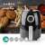 Nedis KAAF120FBK 2.4L Black Hot Air Fryer with fried chicken and french fries