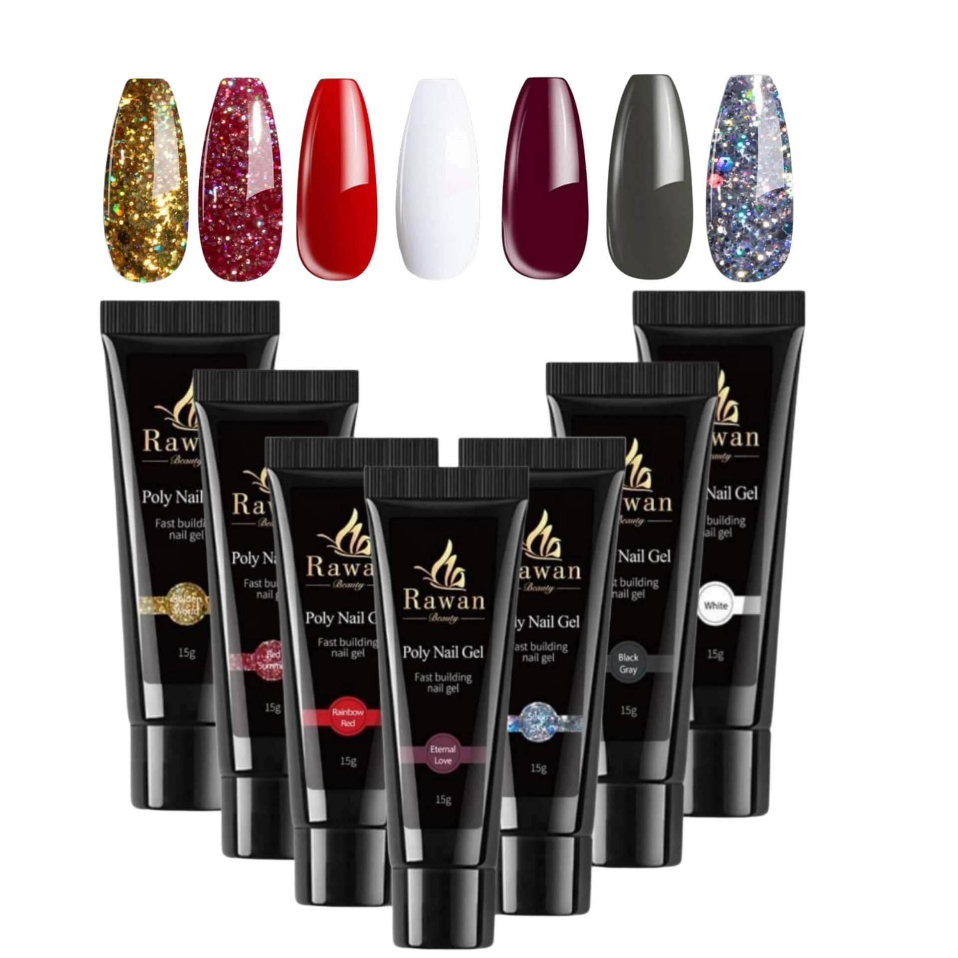 Műköröm poly gél , színes 7 db poly gél 15 ml 