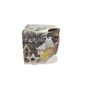 Poharas illatmécses (hóesés) illatos gyertya üvegpohárban, téli jelenet csomagolással - Légfrissítő