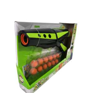 Szivacs Lövedékes Játékpisztoly - 12 db Lövedékkel - Fekete-Zöld