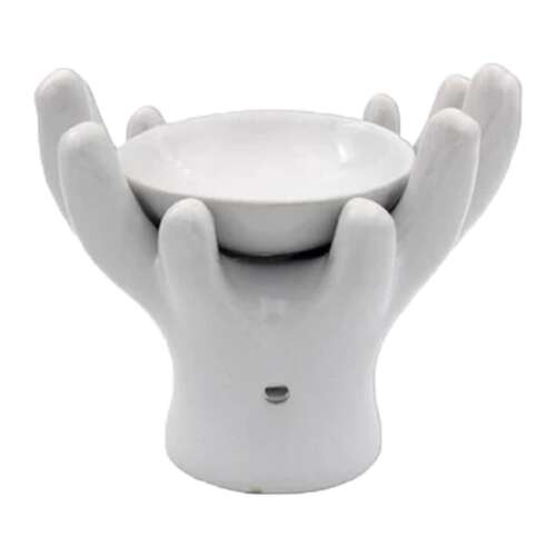Kerámia kéz formájú aromamécses, fehér