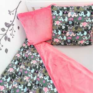 Pukka elefántos takaró, 145x200cm, rózsaszín és szürke, kétoldalas, puha és meleg, tökéletes gyerekeknek - Pukka