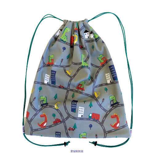 Dinoszaurusz mintás húzózsinóros hátizsák gyerekeknek, vízálló béléssel