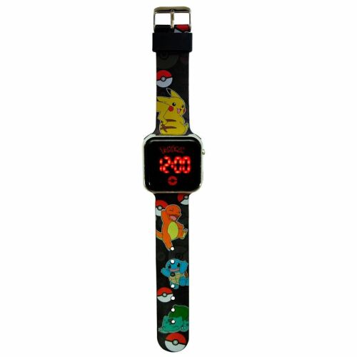 Pokémon LED Digitaluhr mit Pikachu, Charmander, Schiggy und Bisasam