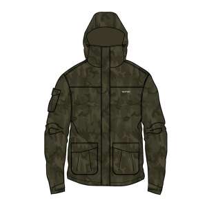 Sonik Lightweight Camo kabát, zöld mintás, elülső nézet - Sonik
