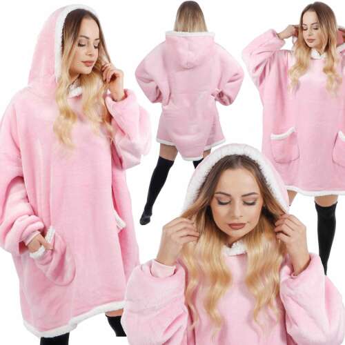 Collage des Springos rosa übergroßen Kapuzen-Deckenpullovers für Damen