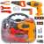 Toy tool set for kids, includes drill, saw, wrench, pliers, screwdriver, and more, great for pretend play