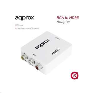 Adapter Approx RCA do HDMI, konwertuje wideo kompozytowe na HDMI, 1080p 60Hz, 720p 60Hz, biały, APPC41 - Approx