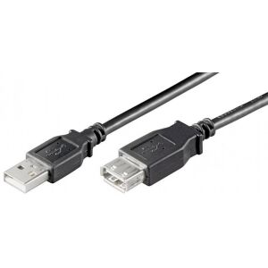Cablu prelungitor USB 2.0 A-A negru, vedere unghiulară, conector USB A tată la USB A mamă - Cabluri de date