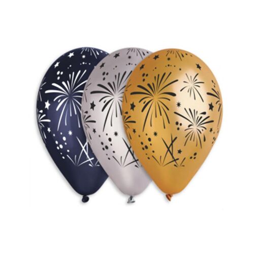 Ünnepi Tűzijáték Balloons - 33cm - Pack of 10, Fireworks Design