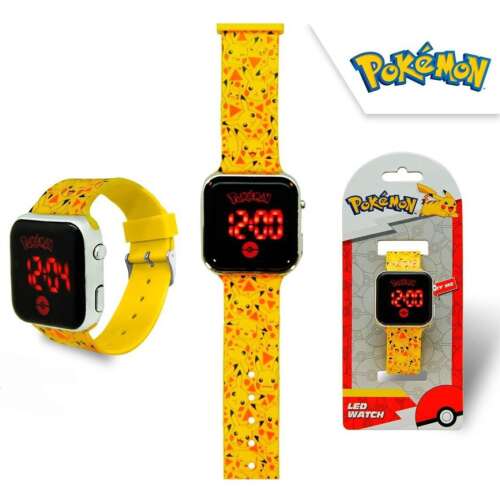 Yellow Pikachu Pokemon LED digital watch with red display