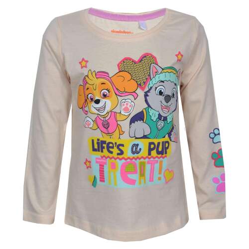 Tricou cu mânecă lungă Nickelodeon Paw Patrol Skye pentru fete, cu Skye și Everest, cu sloganul 'Life's a Pup Treat!'