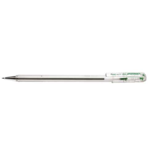 Pentel Superb BK77 green ballpoint pen, 0.35 mm, capped