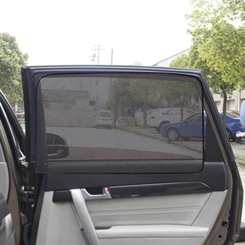 Universal car window sunshade, magnetic, black mesh, rear window, UV protection