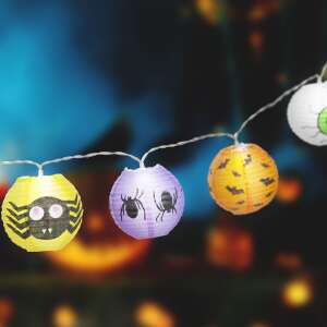 Halloween-Lichterkette mit 6 LED-Lichtern, mit Kürbis-, Spinnen-, Augen- und Fledermausmotiven - Saisonale Dekoration