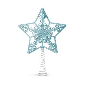 Light blue star shaped Christmas tree topper with a spring base - Nonbrand Christmas tree ornament
