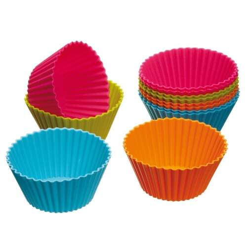 Szilikon muffin formák különféle élénk színekben, tökéletes finom cupcakes és muffinok sütéséhez - Sütőforma