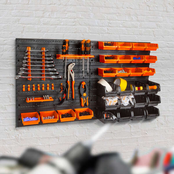 Organizator de perete, suport pentru scule - 46 buc - 475 x 272 x 15 mm
