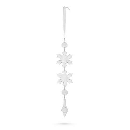 Clear snowflake Christmas tree ornament with a teardrop pendant