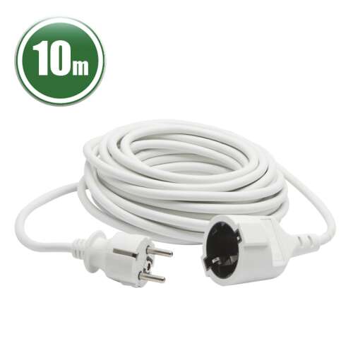 10 meter white extension cord with CEE 7/7 plug and CEE 7/4 socket
