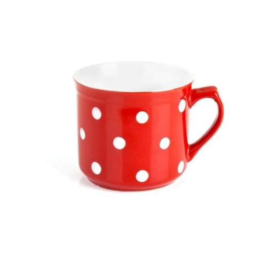 Pöttyös Kerámia Bögre - Piros-Fehér - 660 ml