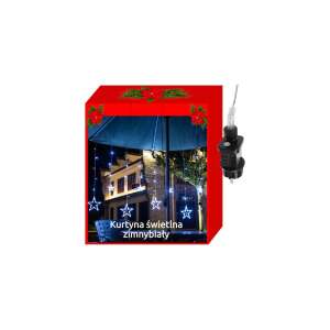 138 LED-es csillag-jégcsap kültéri-beltéri fényfüggöny, hideg fehér, 2,5 méter széles, 8 világítási móddal