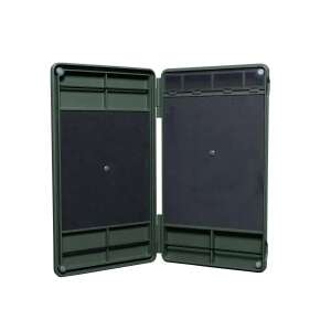 RidgeMonkey Armoury Rig Box, nyitott, zöld, rekeszekkel és habbal - RidgeMonkey